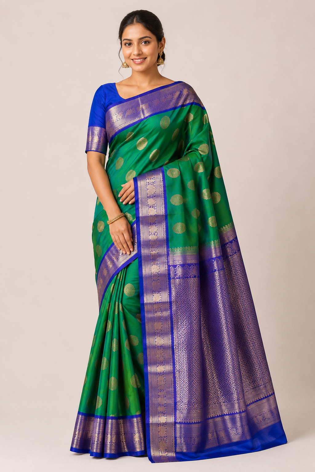 Kanchipuram checks silk saree