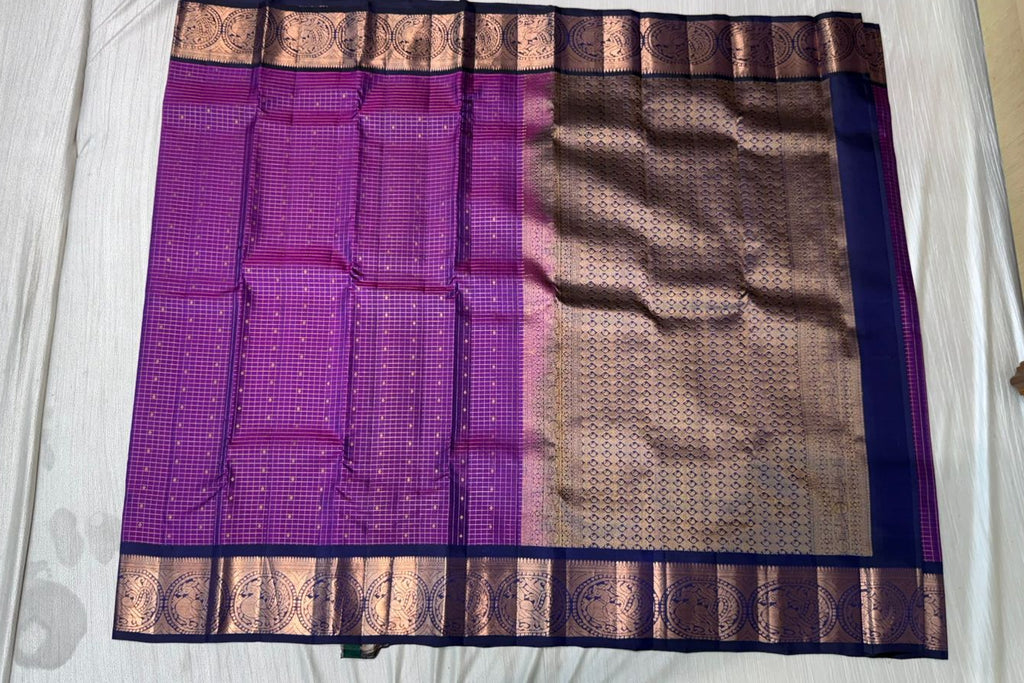 Kanchipuram checks silk saree