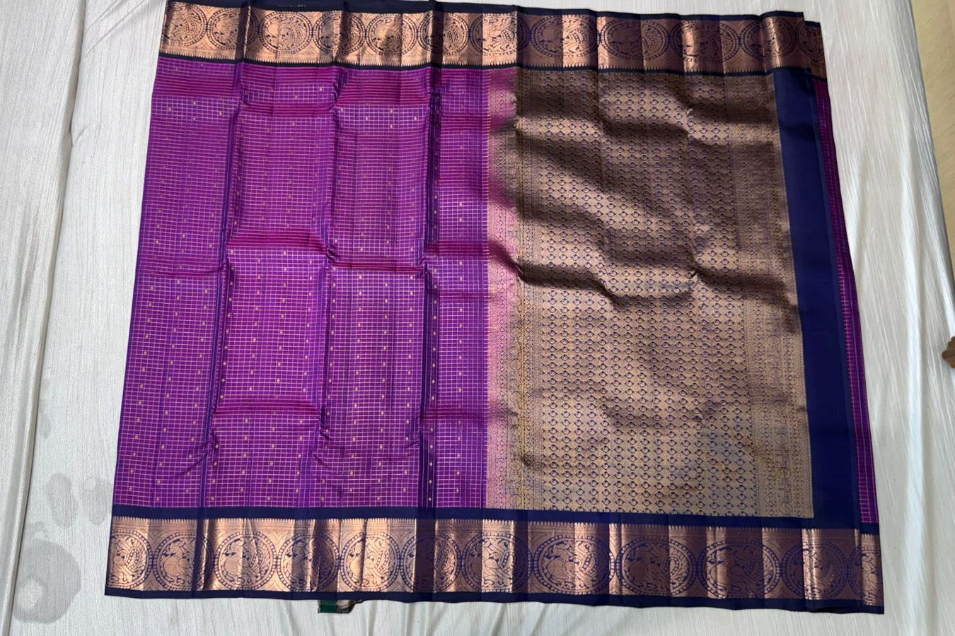 Kanchipuram checks silk saree