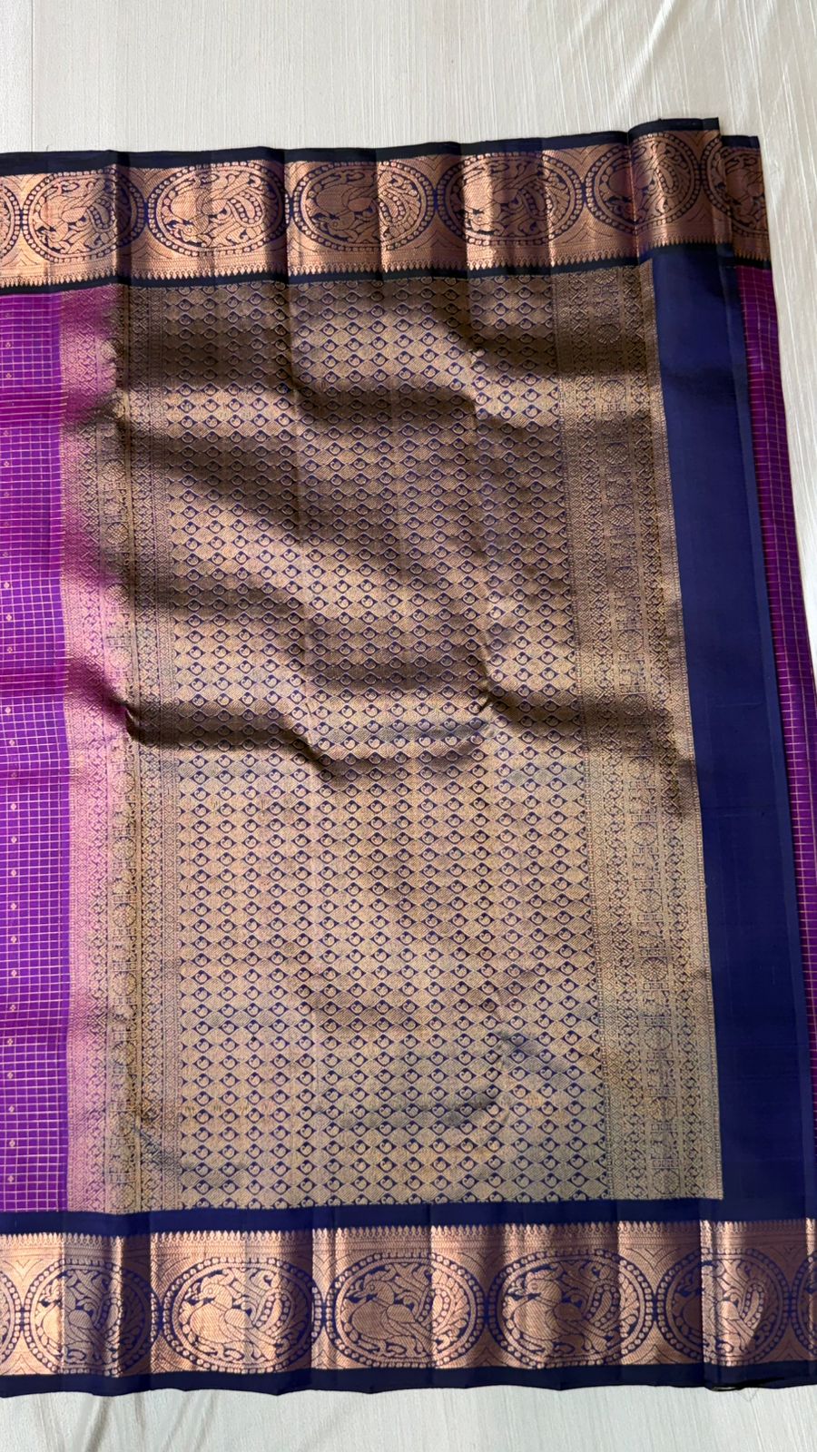 Kanchipuram checks silk saree