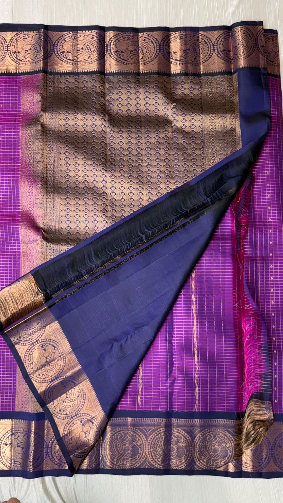 Kanchipuram checks silk saree