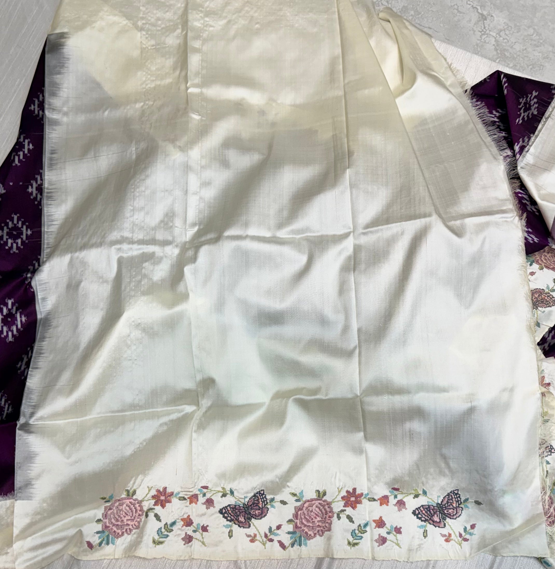 Pochampally Ikkat Pattu - Embroidered Border