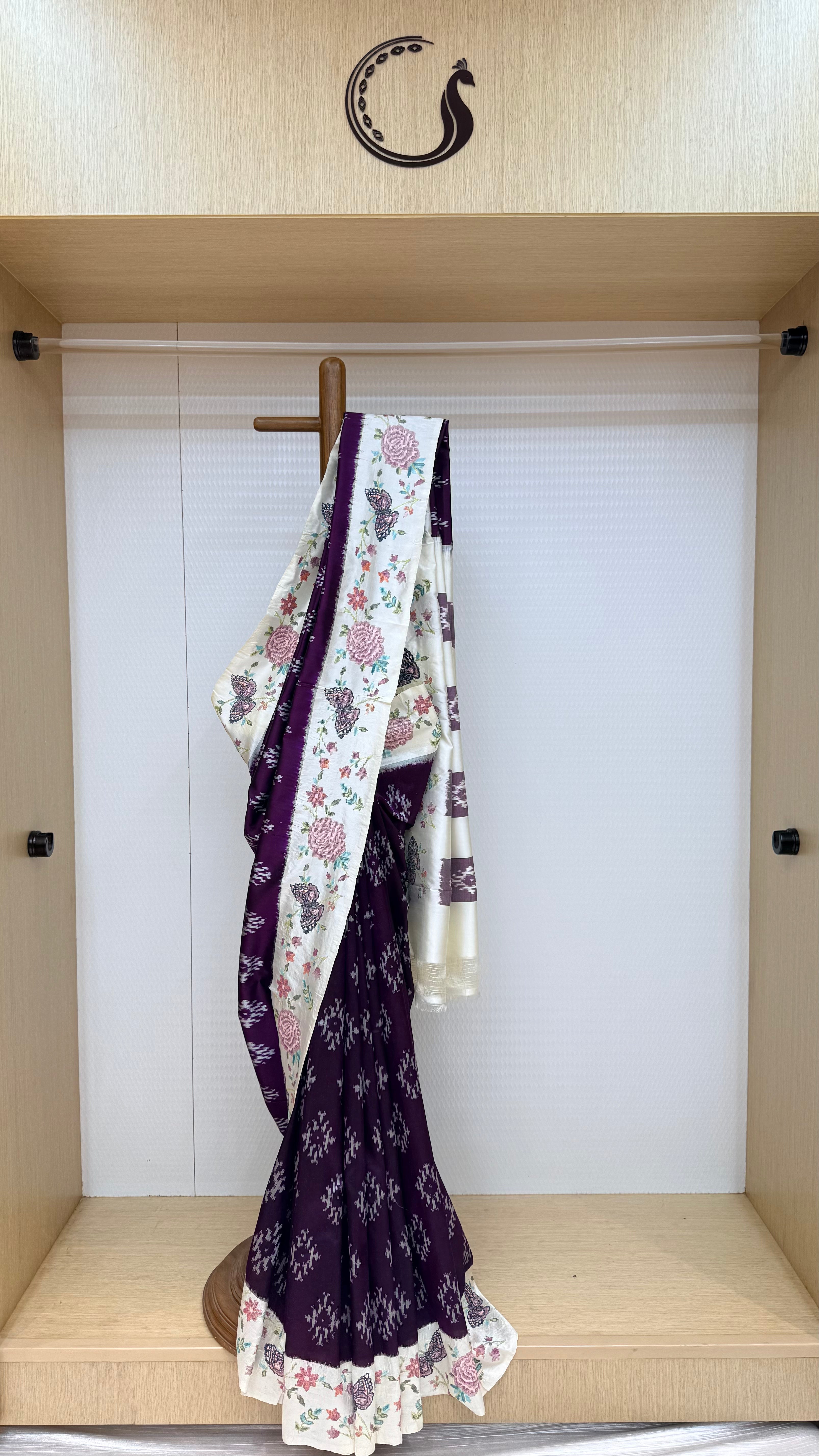 Pochampally Ikkat Pattu - Embroidered Border